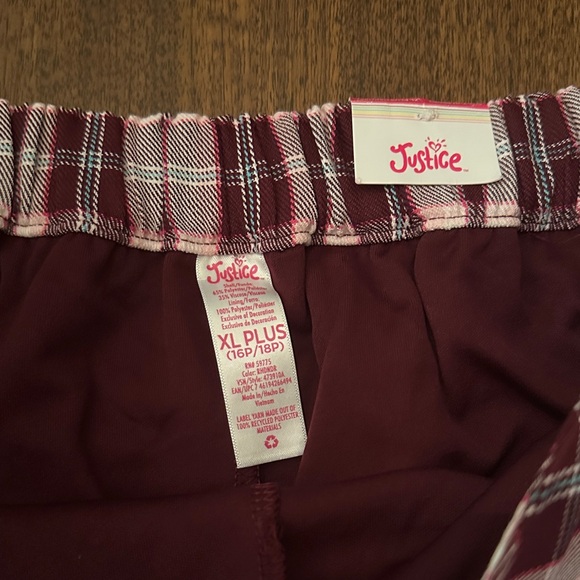Justice Burgundy and White Plaid Mini Skirt - Picture 2 of 6